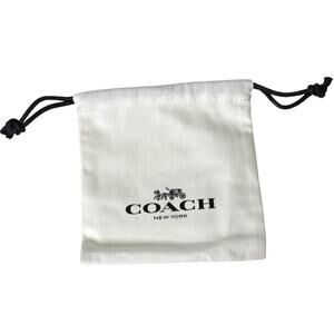 Coach Drawstring Gift Bag White Canvas with Black Logo